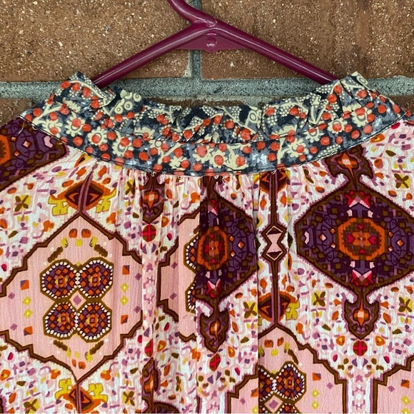 Umgee Boho Gypsy Bell Sleeve Babydoll Mini Swing Dress Size Small - Picture 12 of 13